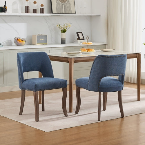 Wooden Dining Chairs Set of 2, Modern Fabric Upholstered Dining Room