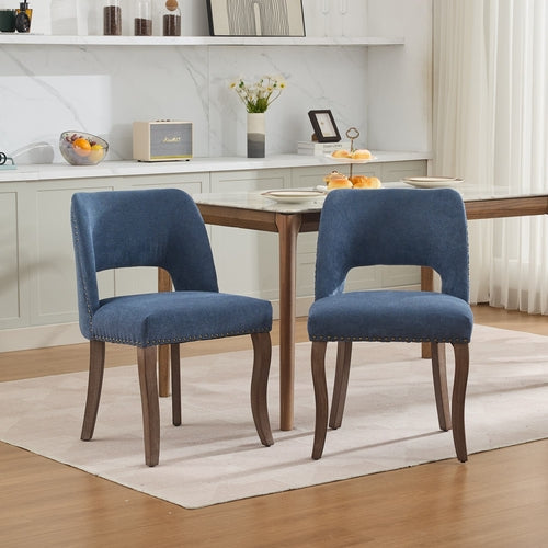 Wooden Dining Chairs Set of 2, Modern Fabric Upholstered Dining Room