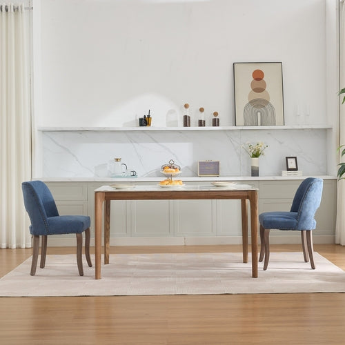 Wooden Dining Chairs Set of 2, Modern Fabric Upholstered Dining Room