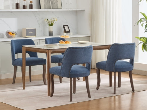 Wooden Dining Chairs Set of 2, Modern Fabric Upholstered Dining Room