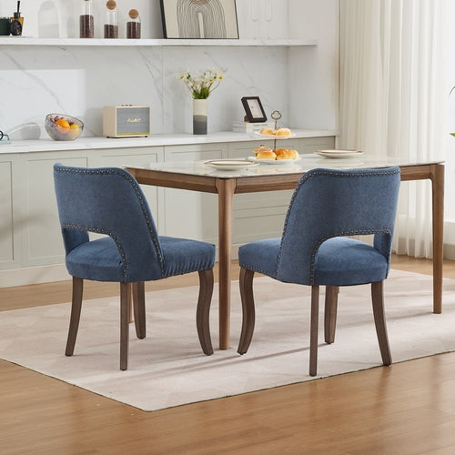 Wooden Dining Chairs Set of 2, Modern Fabric Upholstered Dining Room