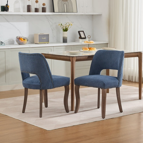 Wooden Dining Chairs Set of 2, Modern Fabric Upholstered Dining Room