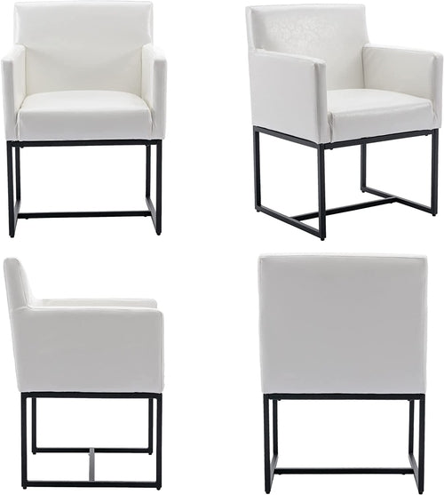 Set of 4 White Upholstered Armchairs