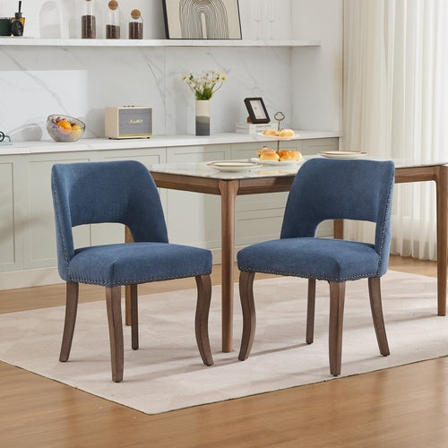 Wooden Dining Chairs Set of 2, Modern Fabric Upholstered Dining Room