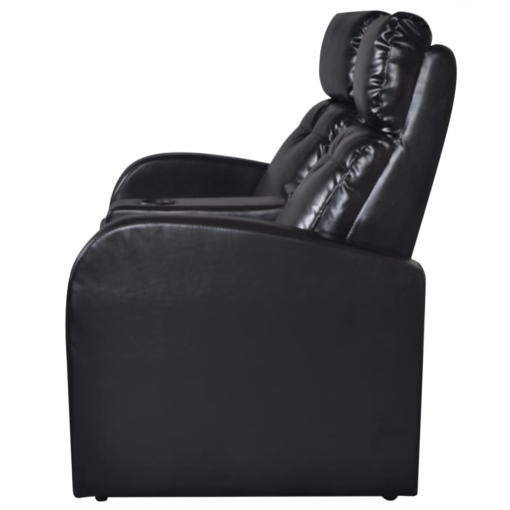 vidaXL 2-Seater Home Theater Recliner Sofa Black Faux Leather