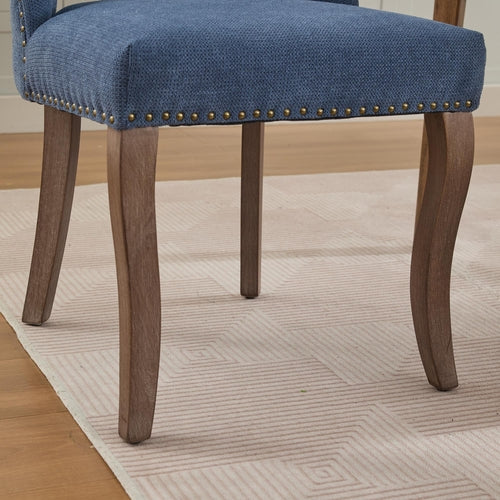 Wooden Dining Chairs Set of 2, Modern Fabric Upholstered Dining Room