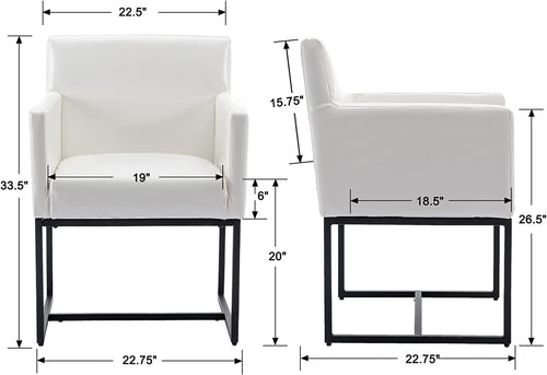 Set of 4 White Upholstered Armchairs