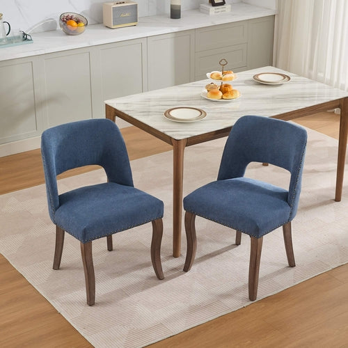 Wooden Dining Chairs Set of 2, Modern Fabric Upholstered Dining Room