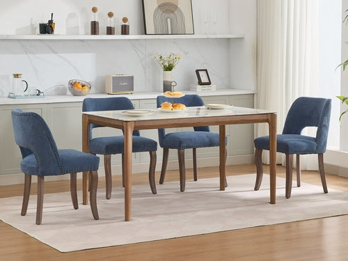 Wooden Dining Chairs Set of 2, Modern Fabric Upholstered Dining Room