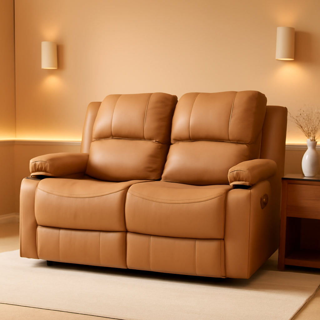 58 Inch Wall Hugger RV Theater Recliner Sofa Sand Double